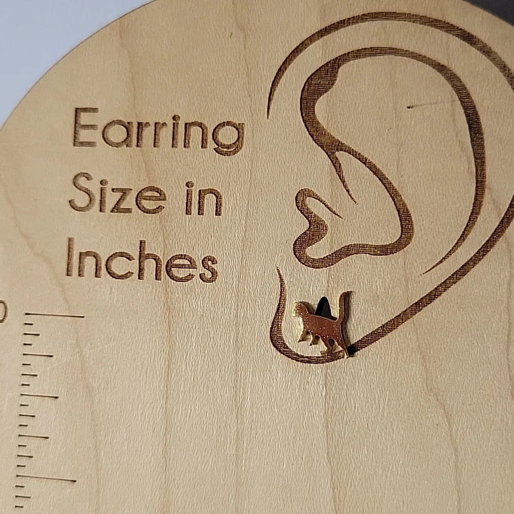 Playful Cat Silhouette Stud Earrings, choice of color - Picture 3 of 8